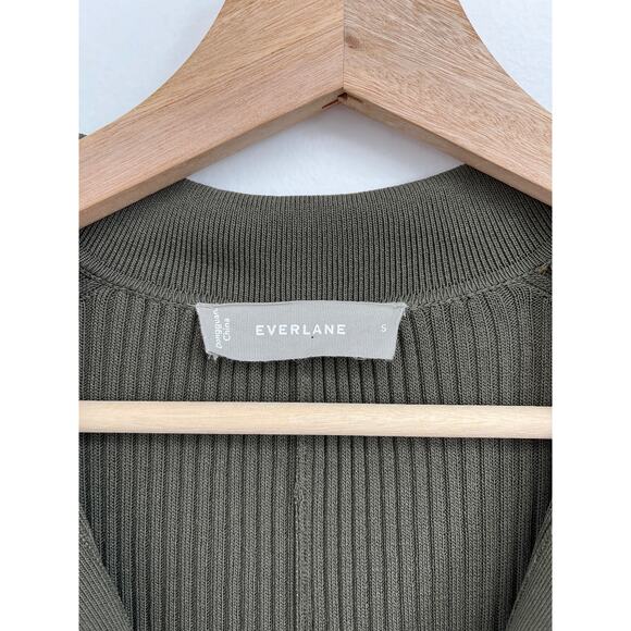 Everlane The Knit Polo Dress Collared Ribbed Short-Sleeve Midi Olive - Small - Picture 7 of 13